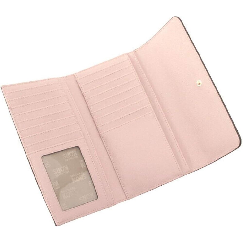 2 Pcs -Michael Kors Nicole In Powder Blush AND Jet Set Trifold Wallet In Blossom - Picture 5 of 8